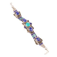 Tibetan Bracelet Lapis lazuli Turquoise, Nepali Jewelry, Artisan Ethnic Bracelet