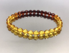 Amber Bracelet Gift FACETED Round Beads Baltic Amber Ombre Rainbow Colorful 8016