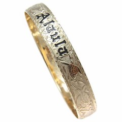 14K YELLOW GOLD 10MM BLACK ENAMEL CUSTOM MADE HAWAIIAN SEA LIFE TURTLE BANGLE