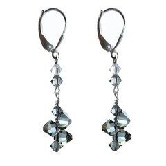 Earrings made w/ Swarovski elements.Top Drilled Black Diamond Colored, Leverback
