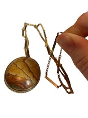 Brown Picture Landscape Jasper Pendant With 12.5” Gold Filled Chain