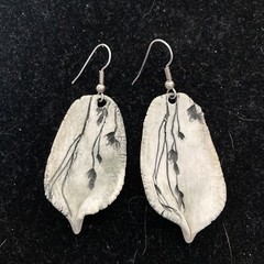 Handmade Polymer Clay Earrings Handcrafted Artwork Pressed Grass Bohemian BOHO