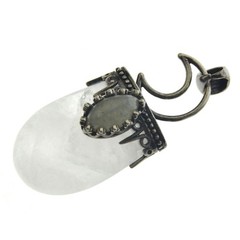 Rock Quartz Labradorite Stone Pendant Energy Reiki Healing Amulet