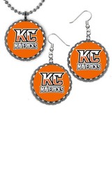 KC Kansas City Mavericks Earrings and necklace set great gift silver color set