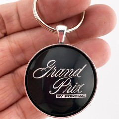Vintage 1970’s Grand Prix by Pontiac Chrome Badge Emblem 1.2″ Diameter Keychain