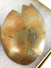 Hilary Packard Clip-On Earrings Large Abstract Statement Patinated Brass Signed
