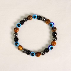 Triple Protection Evil Eye Bracelet Black Obsidian Reiki Jewelry for Men Women