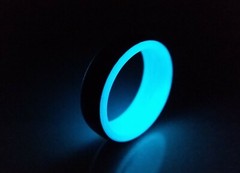Carbon Fiber Blue Glow Ring-Made in USA- sizes 4-16