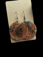 Clear, Copper And Black Shimmer Handmade Glam Earrings Art