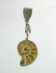 Sterling Silver Ammonite Fossil Pendant 925 2.5 Inch Length 9.1g