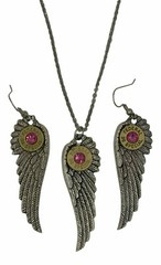 Lg Wing Bullet Necklace and Earrings with 38 or 357 Bullets. Optional Crystals.
