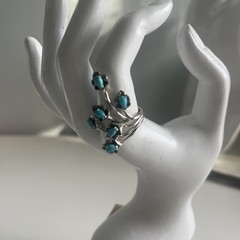 Southwest Style 5x3MM Pear Shaped Sleeping Beauty Turquoise 925 Floral Ring Sz 9