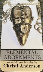 Elemental Adornments Artisan Sterling Silver ClayFlower Bird On Branch Pendant