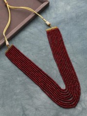 Handcrafted Red Onyx Beads Stylish Long Mala Necklace Traditional Ethnic Jewelry