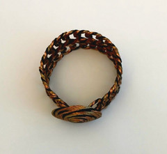 Greek Double Loop Copper Wire Bracelet Black and Orange