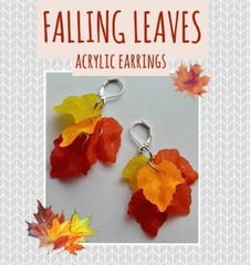 ORANGE FALLING LEAVES Autumn dangle earring SP LEVER BACK XX