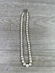 Unbranded Faux White Pearl Necklace & Dangle Earrings Red Cord