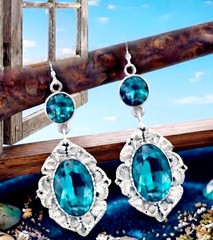 Bohemian StyleBlue Pendant Earrings Unique Ethnic ExoticRetro Gemstone Jewelry