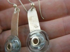 Bonny Signed Sterling Silver Blue Glass Accent Hook Earrings 3.9g 1.75 Inch Long
