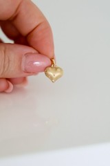 14k Solid Gold Mini Heart Necklace for Women, Puffed Heart Pendant Necklace, 585