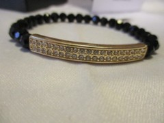 AVON Modern Glamour Jet Pave` Black Beaded Stretch Bracelet with Rhinestones OS