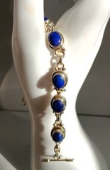 Lapis Lazuli Link Bracelet ~ Marked 925 ~ Mexico (?) ~ 7.25″ x 24mm ~ Wt. 2.65g