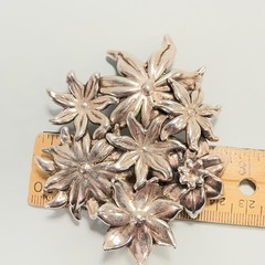 VTG 3″ Sterling Silver 925 Puffy Hibiscus Flower Statement PENDANT BROOCH Israel