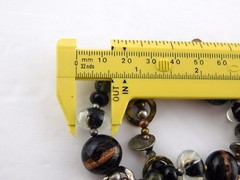 Artisan Branded Blown Glass Quartz Stretch Bracelet Double Strand Mixed Metals