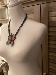 Boho Jewelry Beaded Big Butterfly Handmade Statement Multicolored Ball And Loop
