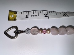 Rose Quartz & Real Pearl Bracelet Pink Crystal Heart Toggle Clasp 8” Handmade