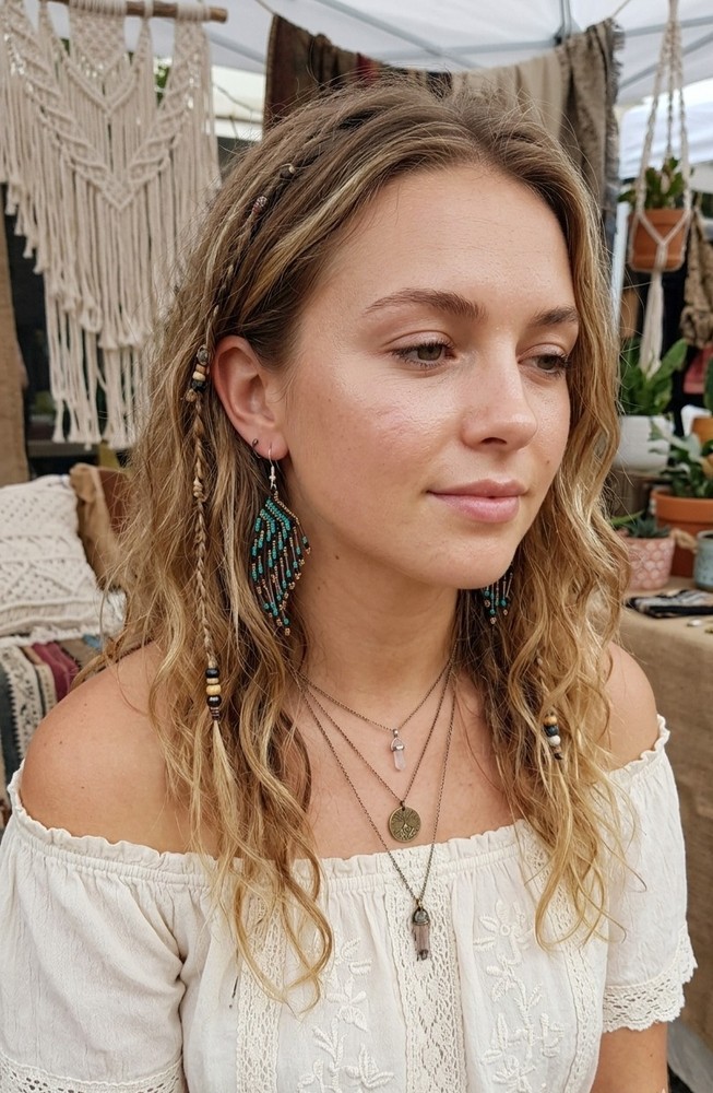 Guatemalan Beaded Earrings Handmade Boho Tribal Ethnic Jewelry Traditional Mayan