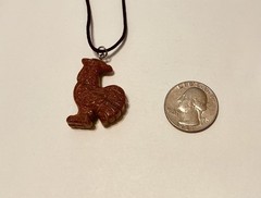 Sparkling Goldstone Hand Carved Rooster Pendant