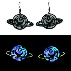 Black Planet Saturn Moon & Sun Glow in the Dark Earrings