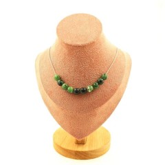 stones And Minerals. Necklace 10 Beads Epidote From Australia 8 Mm. Steel Chain
