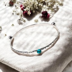 Versatile Handmade Bangle Bracelet with Three Glass Gems – Eco-Conscious Jewelry