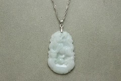 Natural White green A Jadeite jade Hand-Carved tiger (Chinese Zodiac) Pendant