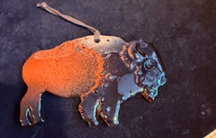 Handmade Glazed Poymer Clay BISON PENDANT 3 3/4″L X 2.5″W
