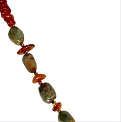 Lee Sands Vintage Amber and Turquoise 28″ Necklace Made in Hawaii