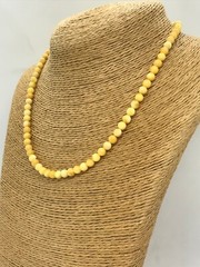 AMBER NECKLACE Gift Egg Yolk Round Beads Yellow Mat Baltic Amber Bead 7,8g 12799