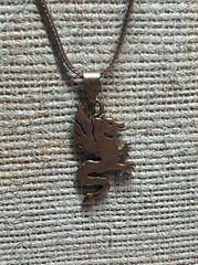 Vintage Taxco Mexico Sterling Silver Dragon Pendant With “wheat” Woven Chain