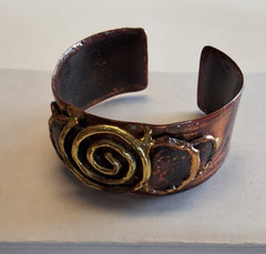 Brass and Copper Color Artisan Cuff Bracelet