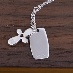 16+2”, Sterling silver necklace, 925 cross tag “all things are possible pendant