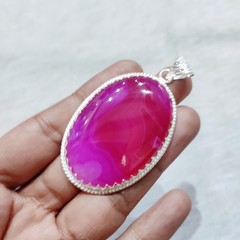 Agate Gemstone Pendant Natural Agate Silver Pendant Handmade Pendant Jewelry