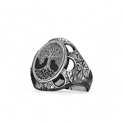 BayVog 925 Sterling Silver Tree of Life Ring, World Tree Ring, Nordic Jewelry
