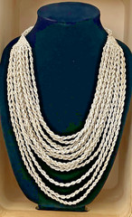 Handmade Twisted Beaded Layered Necklace Beige White Multi Strand Statement 23″