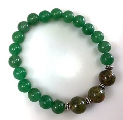 Green aventurine and unakite gemstone beaded bracelet healing gift for women