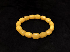 AMBER BRACELET Gift Egg Yolk Barrel Beads Yellow Natural Baltic Amber 12,8g10540