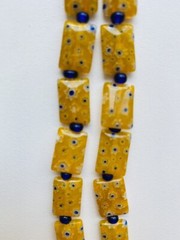 Blue and Gold Color Square Glass Beads