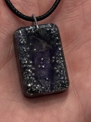 Handmade Purple Black Clear Quartz W/sparkles Resin Healing Pendant Witchy Gift