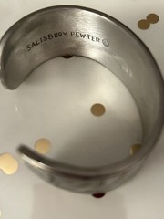 Salisbury Pewter Cuff Bracelet Wide Cuff January Flower of the Month 1 Inch NWOT